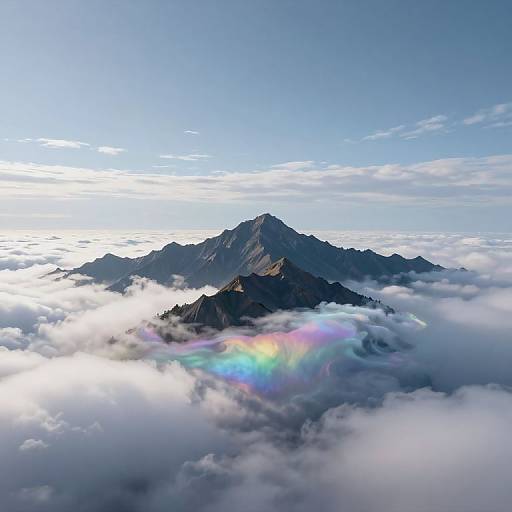 Upside-Down Floating Mountains Among Clouds