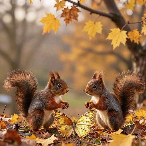 Celestial Autumn Orchard with Squirrel Spirits