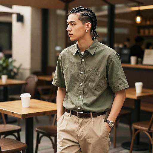 Young Man with Dutch Braids Style