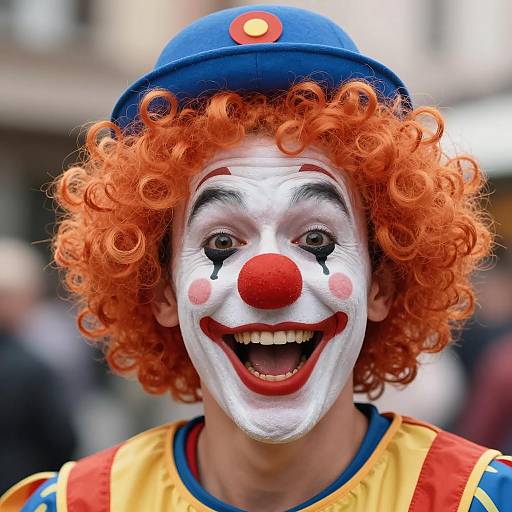 Vibrant Clown Portrait with Exaggerated Expression