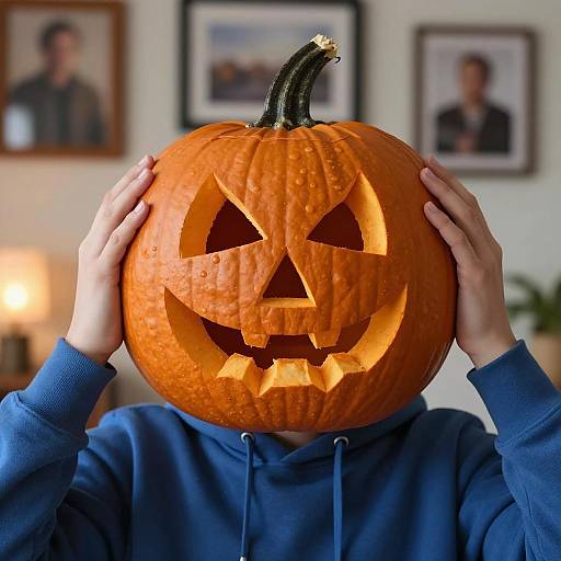 Mysterious Pumpkin-Head Figure in Hoodie