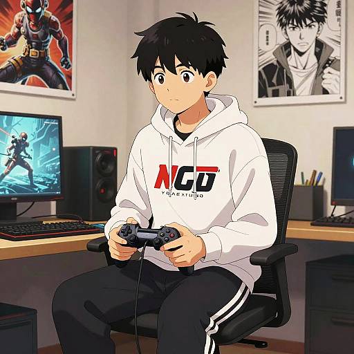Teen Gamer in Manga Style
