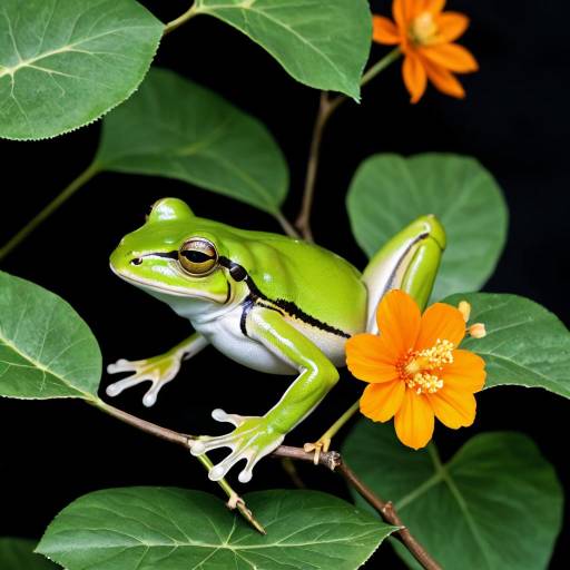Emerald Frog Among Vibrant Flora Emerald Frog Among Vibrant Flora