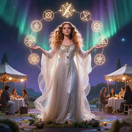 Celestial Hermione Granger with Floating Sigils