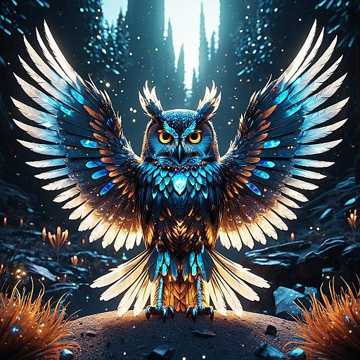 Luminescent Crystal Owl-Phoenix Hybrid