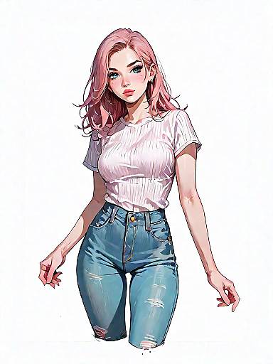 Realistic Woman in Casual Streetwear