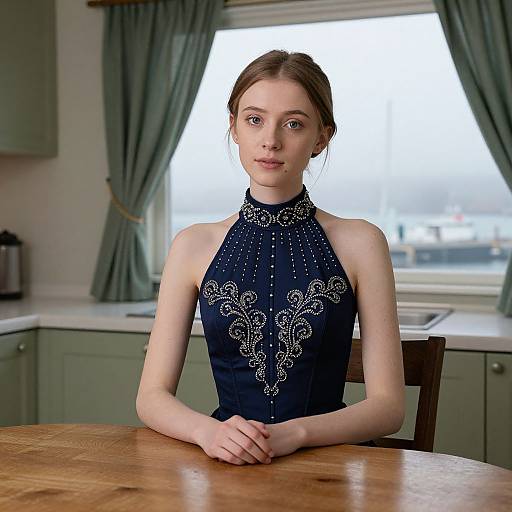 Elegant Woman in Navy Corset