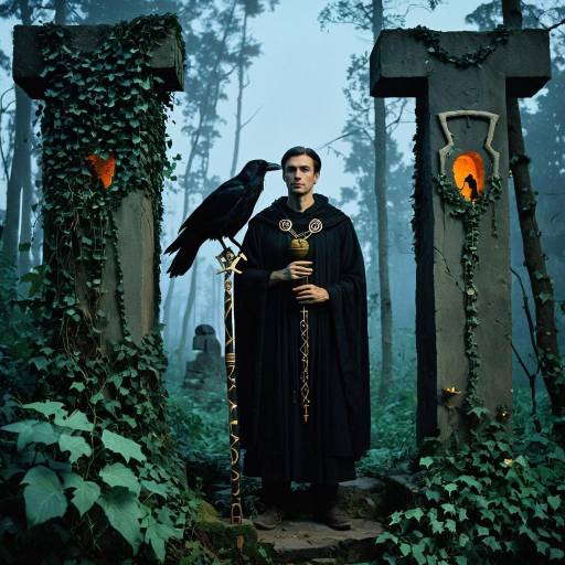 Ethereal Druid Among Ancient Ruins