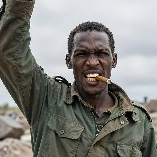 Intense Portrait of a Determined Soldier
