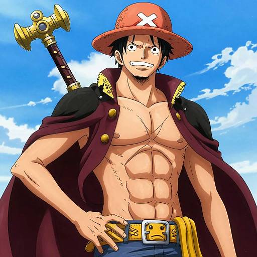 Anime-style drawing of Luffy from 