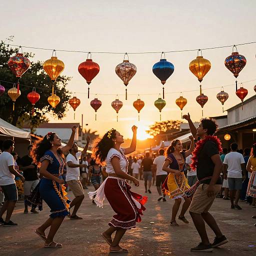 Vibrant Sunset Street Festival Celebration