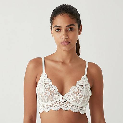 Young Woman in Floral Lace Bra Portrait