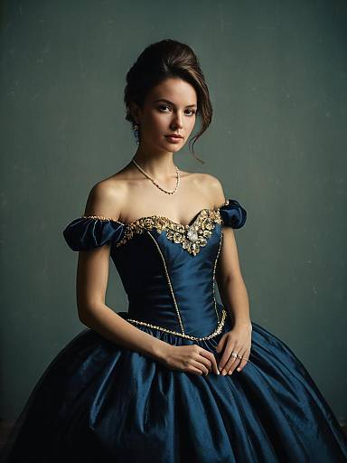 Waist-Up Woman in Mini Ball Gown