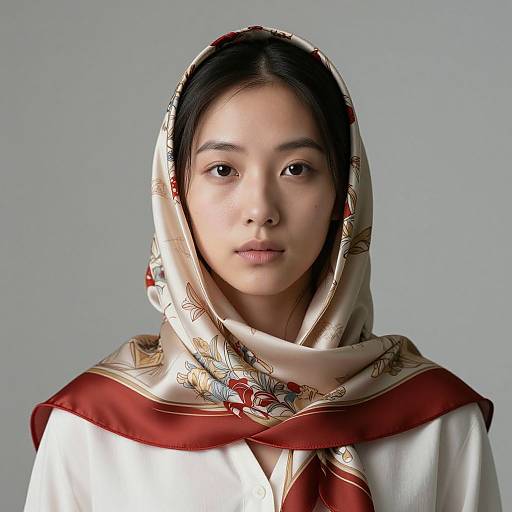 Elegant Portrait of Woman in Scarf