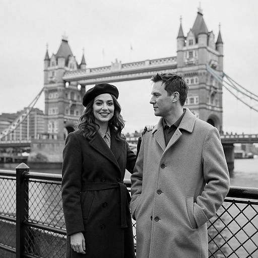 Romantic Black-and-White Tower Bridge Scene