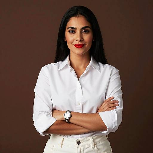 Confident Woman in White Attire