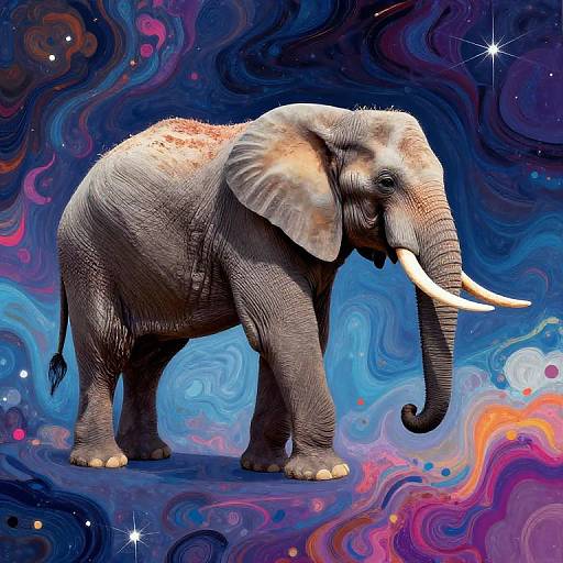 Abstract Elephant Floating in Space