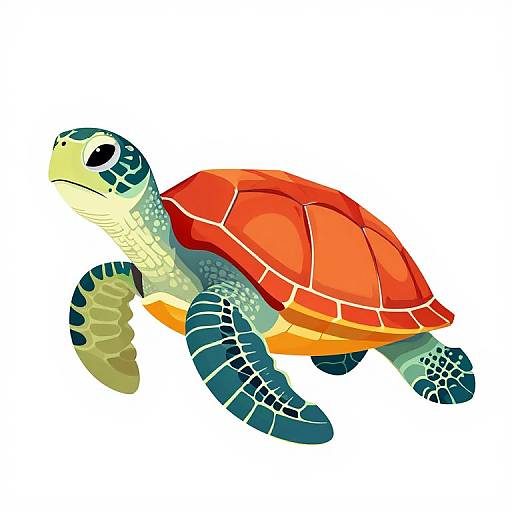 Colorful Cartoon Sea Turtle Vector