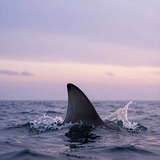 Shark Fin at Dawn Ocean Surface