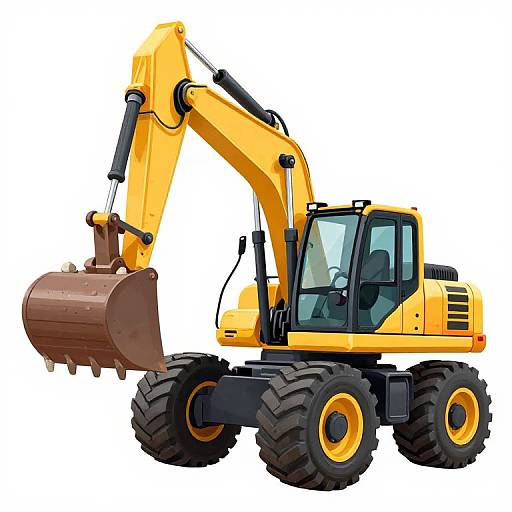 Vibrant Cartoon Construction Digger