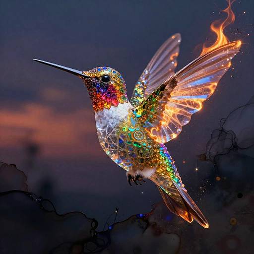 Crystaline Hummingbird Totem Art