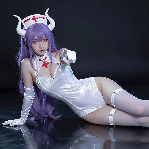 Seductive Neon Nurse with Horns