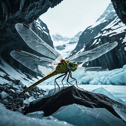 Crystal-Scaled Dragonfly-Lizard Hybrid in Glacier Cave