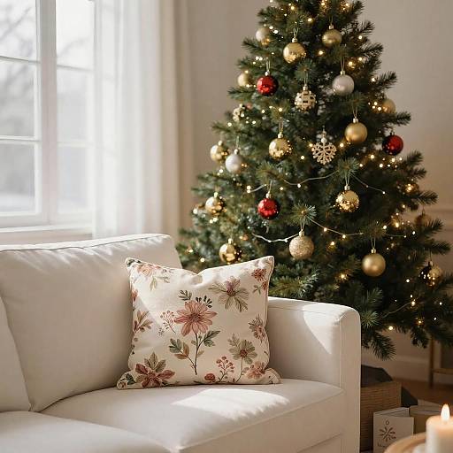 Cozy Sunlit Christmas Living Room Scene