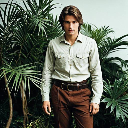 Man in Brown Pants and Light Shirt Among Green Plants