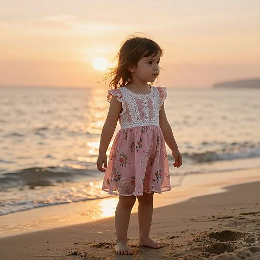 Toddler Girl on Sunset Beach