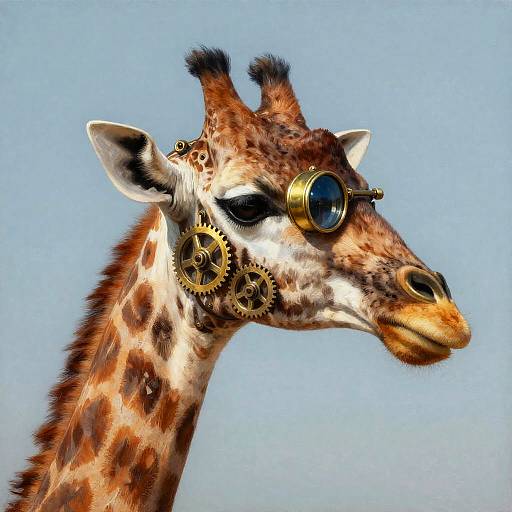 Hyper-Detailed Steampunk Giraffe Painting