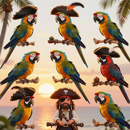 Colorful Macaw Pirate Captains