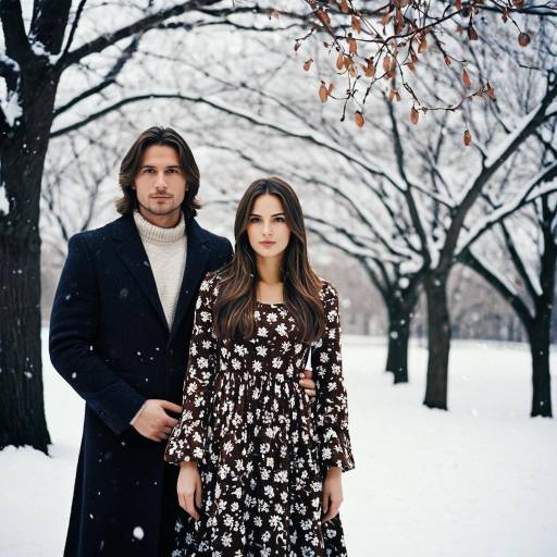 Couple Standing in Snowy Winter Park