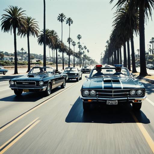 Classic Convertible Car Chase on Coastal Boulevard