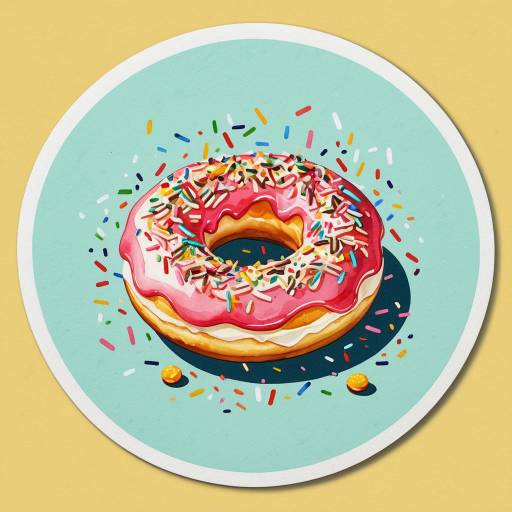 Watercolor Donut Sticker with Sprinkles