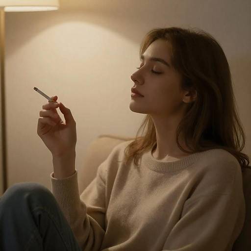 Calm Young Woman in Soft Lighting