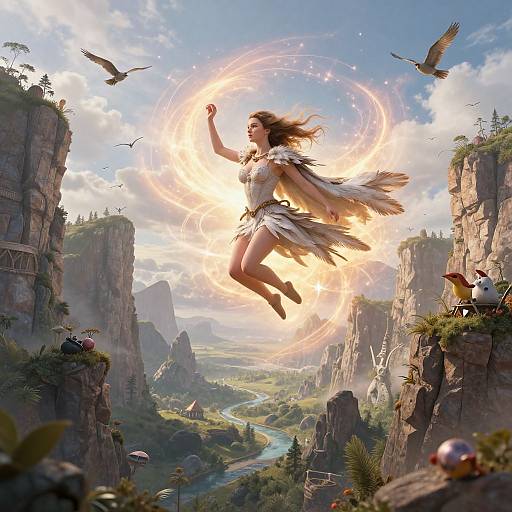 Surreal Wind Rider Fantasy Scene