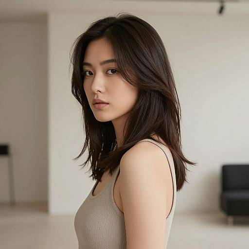 Woman with Side-Swept Layers Hairstyle