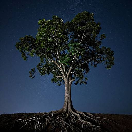 Solitary Tree Reaching Celestial Sky