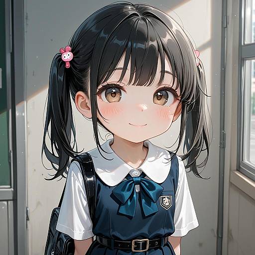 Smiling Schoolgirl in Twintails