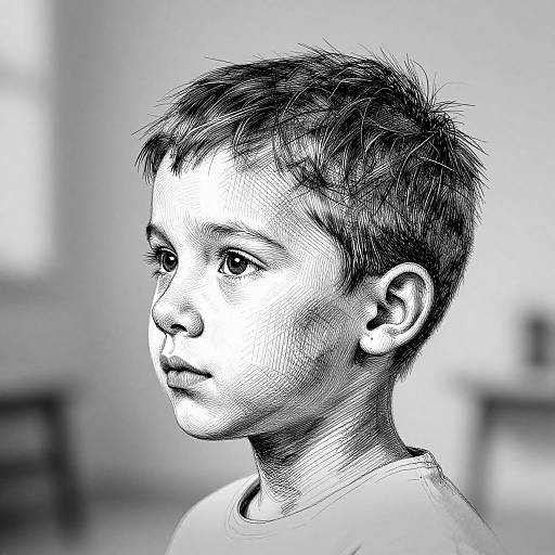 Child's Face to Ink Sketch Fusion