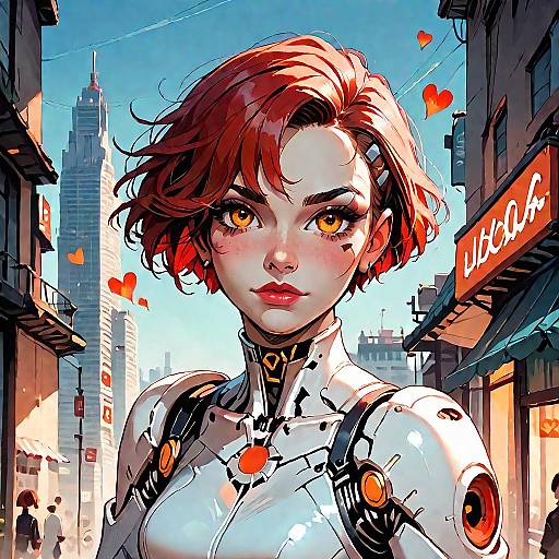 Cyborg Girl Under a Red Sun