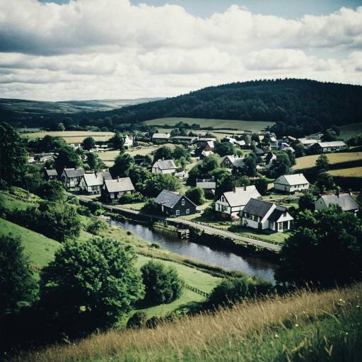 Idyllic small town by river