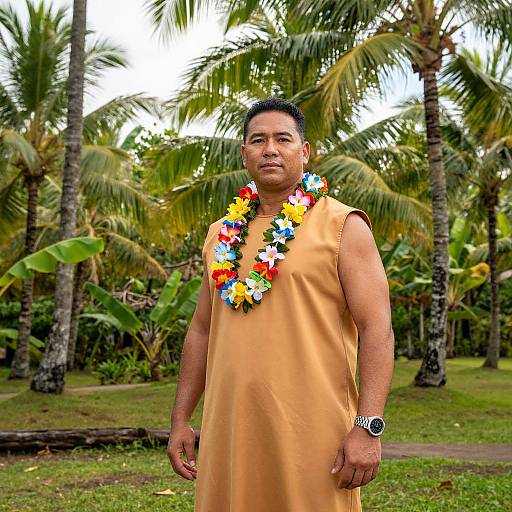 Confident Man in Tropical Paradise