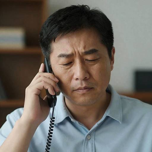 Focused Middle-Aged Man on Phone