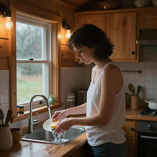 Domestic Serenity in a Wooden Cabin