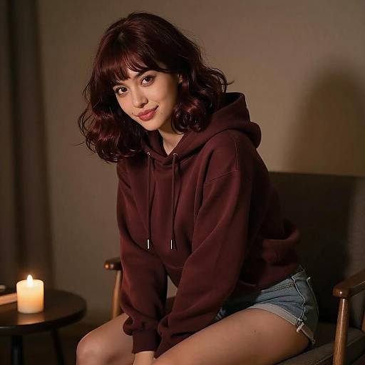 Cinematic Woman in Hoodie and Shorts