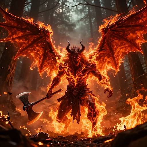 Demonic Warrior in Apocalyptic Flames