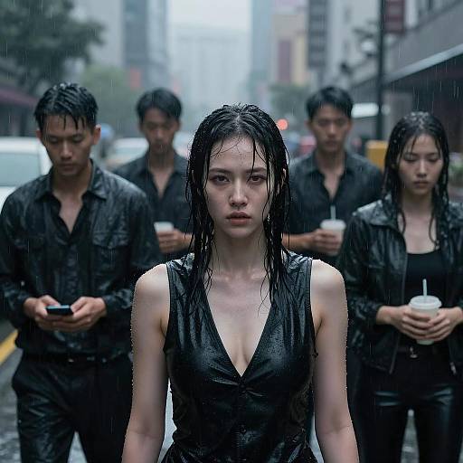 Dramatic Urban Rain Gathering