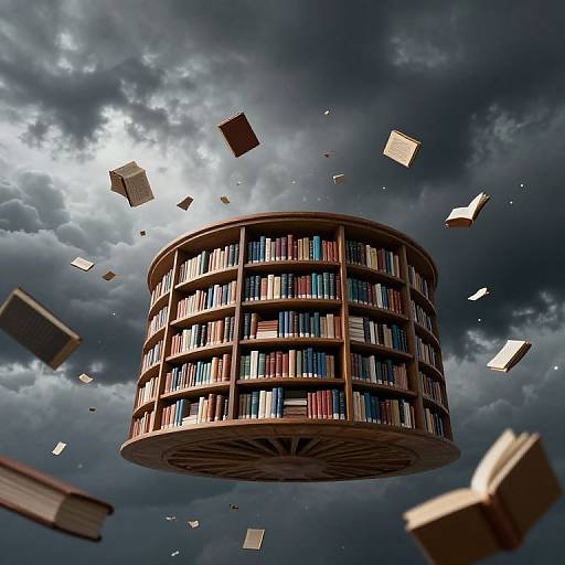 Floating Library in Stormy Sky